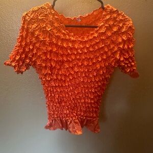 Orange Ruffled Women's Top